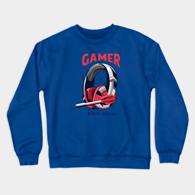 Gamer Headset Crewneck Sweatshirt by Safdesignx